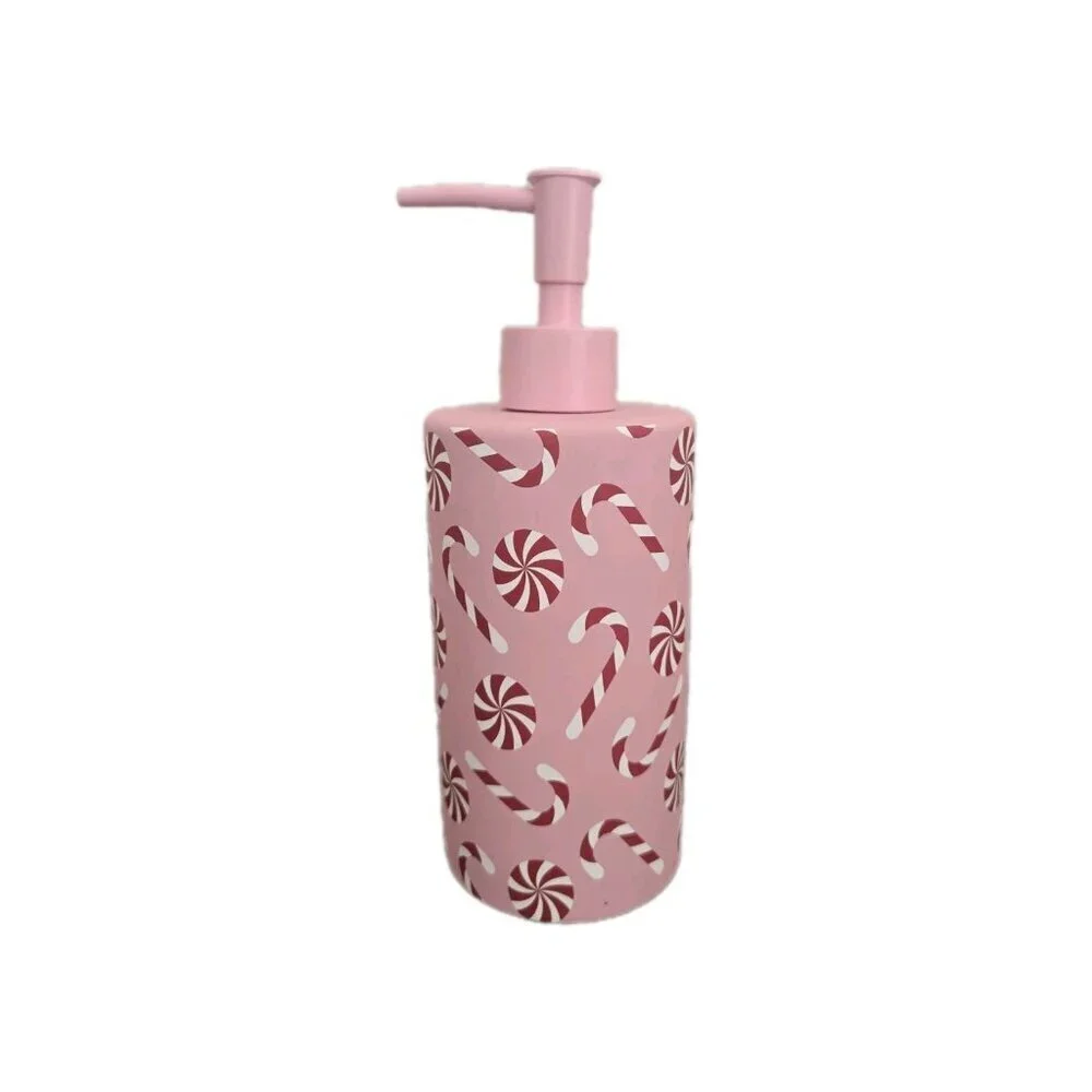 New Christmas Pink / Red Peppermint Candy Cane Soap Dispenser Decoration